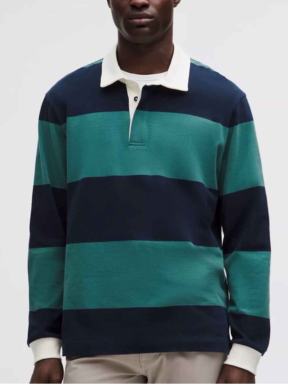 Lululemon Striped Rugby Polo Shirt - Green & Navy XXL NEW $118